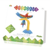 Puzzle Origami 3D Papagal, 243 piese Creagami. Joc educativ, creativitate, motricitate fina, multicolor, 21x21x3 cm, 7+ ani