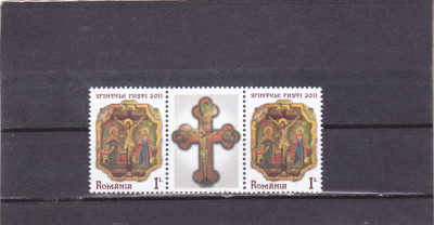 ROMANIA 2011 - SFINTELE PASTI, TRIPTIC CU VINIETA , MNH - LP 1893 foto