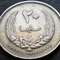 Moneda exotica 20 MILLIEMES - LIBIA, anul 1965 *cod 2492 = IDRIS 1