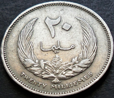 Moneda exotica 20 MILLIEMES - LIBIA, anul 1965 *cod 2492 = IDRIS 1 foto