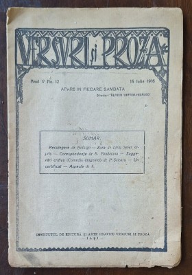 Versuri și Proză, Iași &amp;ndash; nr. 12 / 16 iulie 1916 &amp;ndash; B. Fundoianu, P. Șeicaru foto