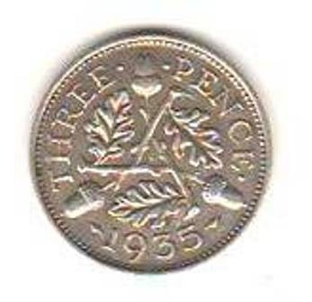 SV * Anglia / UK 3 PENCE 1935 * Argint * Regele George V foto