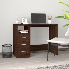 Gossi birou cu sertare, stejar maro, 102x50x76 cm, lemn prelucrat