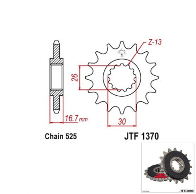 Pinion fata 15 dinti pas lant 525 - Honda CB 600 Hornet - CBR Fireblade - CRF - CMX - XL Varadero 600-1100cc foto