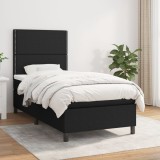 VidaXL Pat box spring cu saltea, negru, 90x190 cm, textil