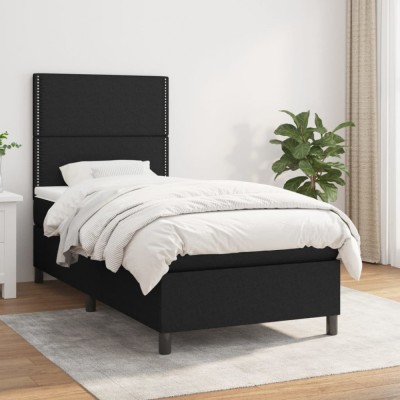 vidaXL Pat box spring cu saltea, negru, 80x200 cm, textil 3141651 foto