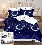 Cumpara ieftin Lenjerie Pat Bumbac Cleon 6 Piese cu Elastic Alb/Albastru 180x200 cm