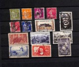 Franța &ndash; Lot 14 timbre poștale vintage, personalități și monumente, ștampilate, Stampilat