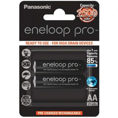 Baterie Panasonic Eneloop Pro, AA / LR6 / 1.2V, Set 2 Bucati, Reincarcabila, 2450mAh foto