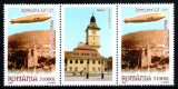 Romania 2004, LP 1652 a, Zeppelin Brasov, straif de 2 + vinieta la mijloc, MNH!, Aviatie, Nestampilat