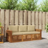 vidaXL Seturi de canapele 3 pcs Natural și Bej Lemn Solid de Acacia 3374298