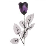 Floare Artificială Trandafir, 47cm, Culoare Negru-Mov, Material Plastic, Oem