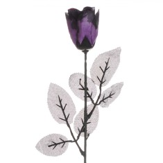Floare Artificială Trandafir, 47cm, Culoare Negru-Mov, Material Plastic