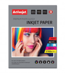 Hartie foto a4 premium, activejet glossy 180g, top 20 coli foto