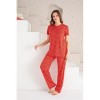 Pijama Dama Viscoza Baki Collection, Maneca Scurta, Pantaloni Lungi, Usoara, Comoda