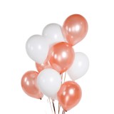 Set 10 Baloane Latex Rose Gold/Alb, 30cm, Ropet - Aniversare, Nunta, Botez, Petrecere Copii, Decoratiuni Evenimente