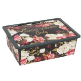 Cutie de plastic cu model floral pentru depozitare, Multicolor, 25 litri, Oem