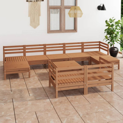 vidaXL Set mobilier de grădină,10 piese, maro miere, lemn masiv de pin foto