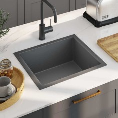 vidaXL Chiuvetă de bucătărie lucrată manual, negru, oțel inoxidabil 51503