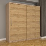 Dulap Dormitor Nova Eco 200 cm x 200 cm fara oglinda, sonoma cu usi glisante oak craft gold