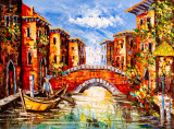 Tablou canvas Venetia, Italia, canal, barci, pictura, 90 x 60 cm