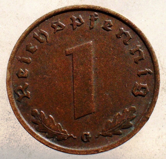 2.550 GERMANIA WWII 1 REICHSPFENNIG 1939 G