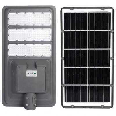 Lampa solara stradala Flippy, IP65, senzor de lumina, 306 LED-uri SMD, 3000 lm, panou 40W, putere 300W, autonomie 12-16 ore, telecomanda, montare prin foto