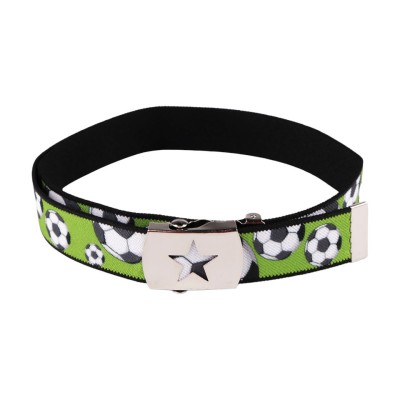 Curea elastica reglabila copii Crisalida, catarama metalica, 2.6 x 69 cm, fotbal, Verde foto