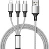 Cablu 3 in 1 M006A, Micro USB TYP-C, Argintiu, Oem