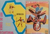 BC167, Guinea Ecuatoriala 1977, colita arta, masti, harta Africa