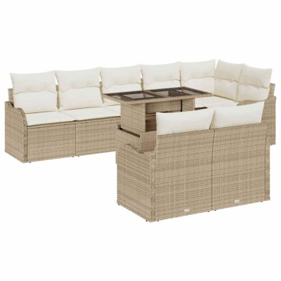 vidaXL Set de canapele pentru grădină 9 pcs Bej 100 x 55 x 73 cm 3357224 foto