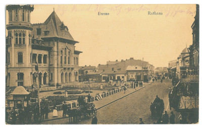 4942 - BUZAU, Market, Romania - old postcard, CENSOR - used - 1918 foto