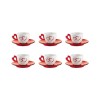 Set 6 Cesti Espresso Guzzini Love cu Farfurii, Portelan, 50ml, Inima, Design Italian, Cadou