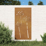 VidaXL Decor perete de grădină 105x55 cm design flori oțel Corten