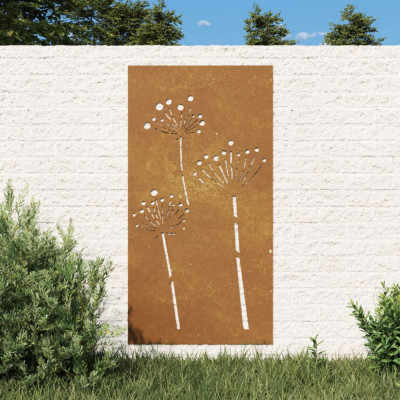 vidaXL Decor perete de grădină 105x55 cm design flori oțel Corten foto