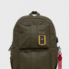 Aeronautica Militare rucsac barbati, culoarea verde, mare, neted