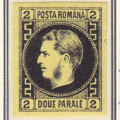 1866/1967 LP18 a CAROL CU FAVORITI 2 PARALE NEGRU/GALBEN HARTIE SUBTIRE T1 MNH