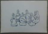 Grup de cantareti orientali// Elena Fortu, tus si pix pe hartie, Istorice, Acuarela, Altul