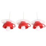 Cumpara ieftin Lustra Deco Republic &bdquo;Afternoon tea triple crazy&rdquo;,E27, 3x60W, cesti si farfurii ceramice, rosii