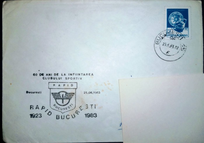 Romania 1983 fotbal 60 ani de la &icirc;nființarea Clubului sportiv RAPID BUCURESTI