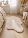 Cumpara ieftin Covor Premium Belgian LOP 050 Shapes, Imitatie Blana Iepure, Crem, Marime 50 x 80 cm, Lungime Fir 23 mm, Poliester, Antialergic, Living, Dormitor, Suf