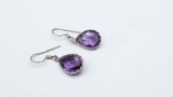 Cumpara ieftin Cercei din Argint 925 Raw Amethyst Drop, cu Pietre Semipretioase