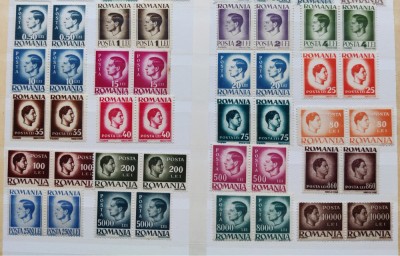ROMANIA 194/1947 - Mihai I - Uzuale - perechi MNH** LP 187 nestampilat foto