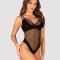 Body Nesari crotchless Obsessive, Negru, XS/S