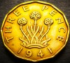 Moneda istorica 3 (Three) PENCE - ANGLIA, anul 1941 * cod 3829, Europa