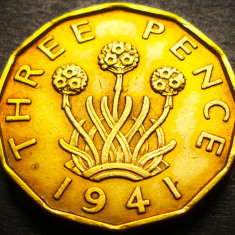 Moneda istorica 3 (Three) PENCE - ANGLIA, anul 1941 * cod 3829