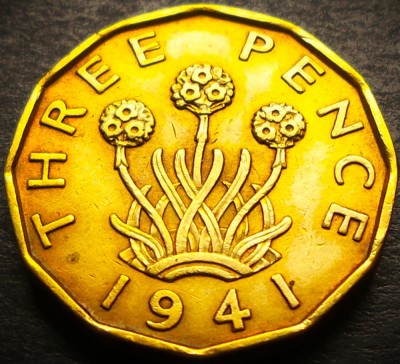 Moneda istorica 3 (Three) PENCE - ANGLIA, anul 1941 * cod 3829 foto