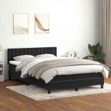 Cumpara ieftin Pat box spring cu saltea, negru, 140x210 cm, catifea