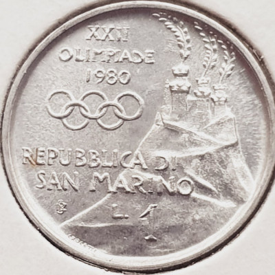 2739 San Marino 1 Lire 1980 Olympics &amp;ndash; Gymnastics km 102 foto