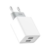 Incarcator retea XO L65, Dual USB, Fast Charge, 12W, 2.4A, Alb